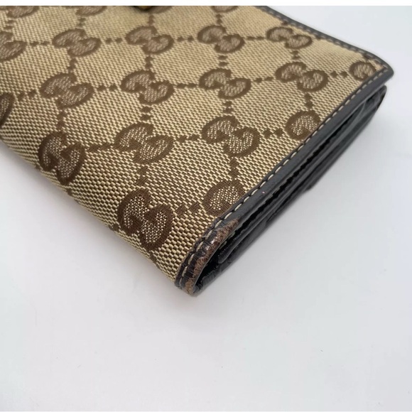 Authentic Gucci GG Canvas Double Hook Beige Long Wallet W/Box - Picture 10 of 16